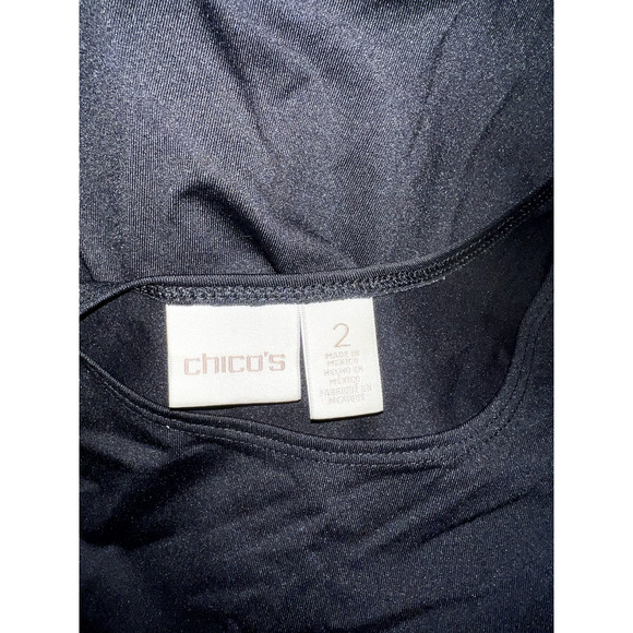 Chico's Top Size L (2) Black Stretch Wide Strap Basic Scoop Neck Popover Tank - Picture 6 of 6